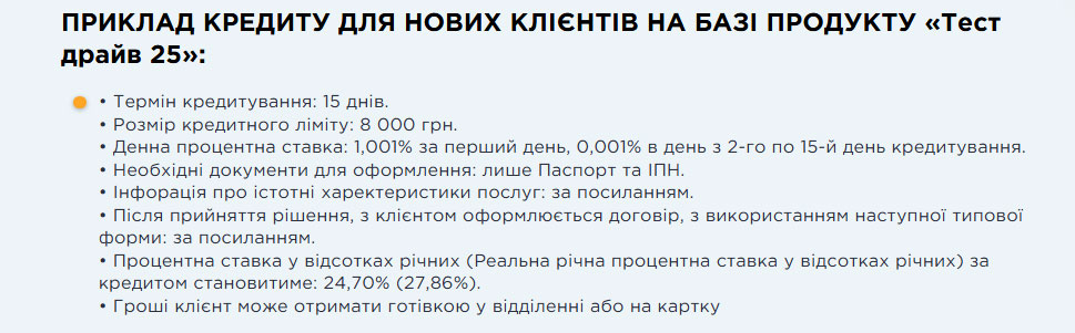 Умови кредитування в документах